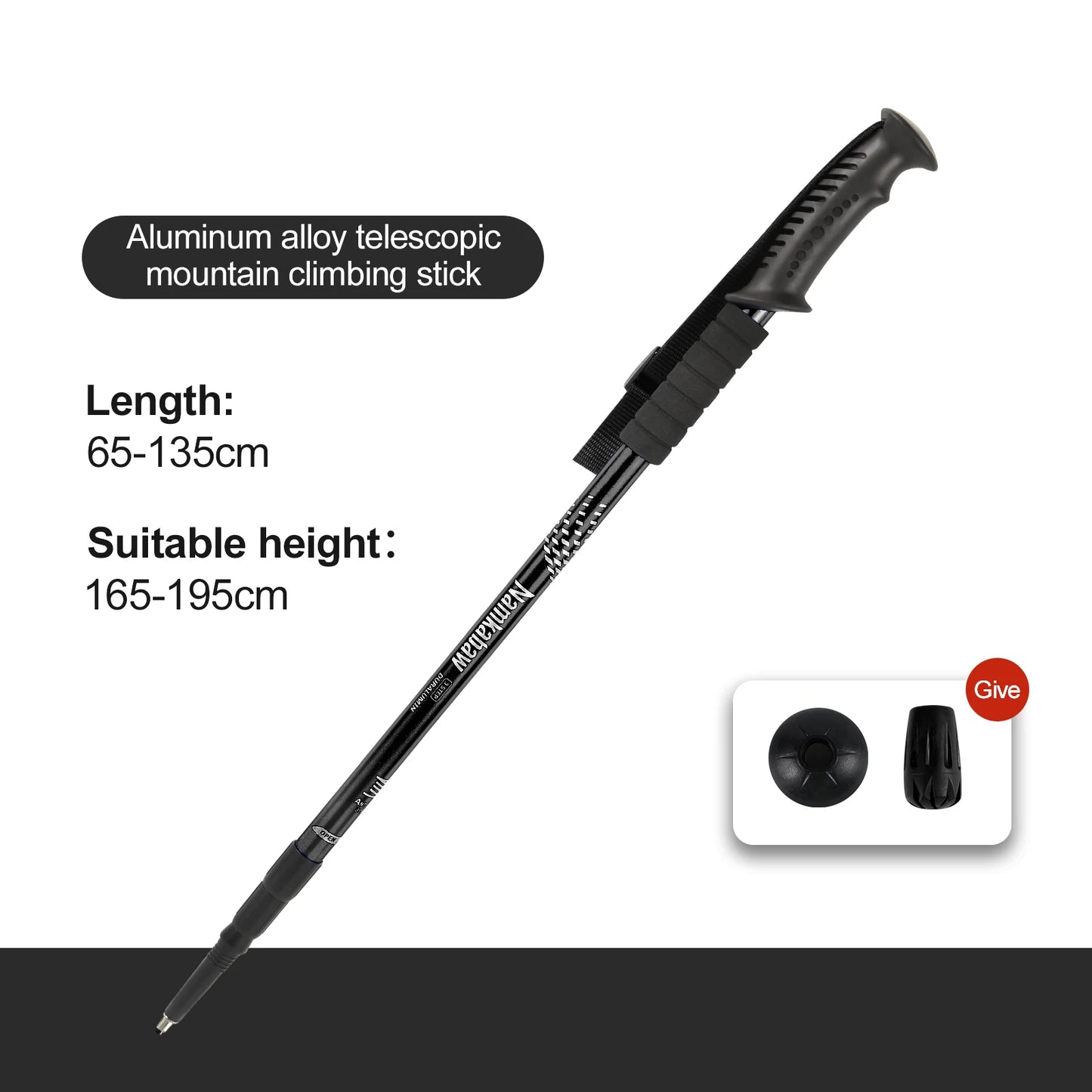 NONECN Ultralight 3-Section Trekking Poles Aluminum Telescopic Nordic Walking
