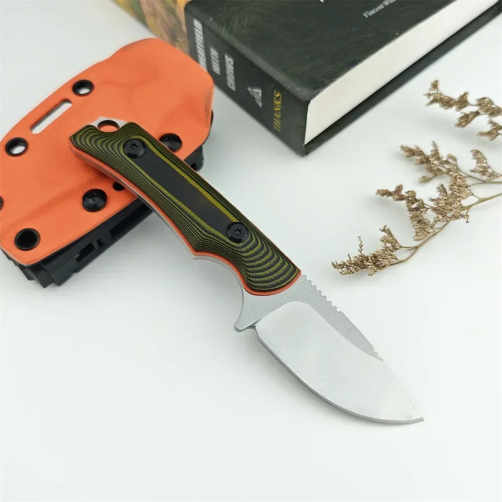 NONEDIY Fixed Blade Knife 8Cr13Mov Drop Point G10 Handle Sheath