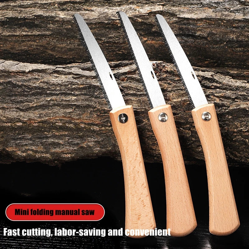 Folding Mini Hand Saw With Non Slip Wooden Handle Tool
