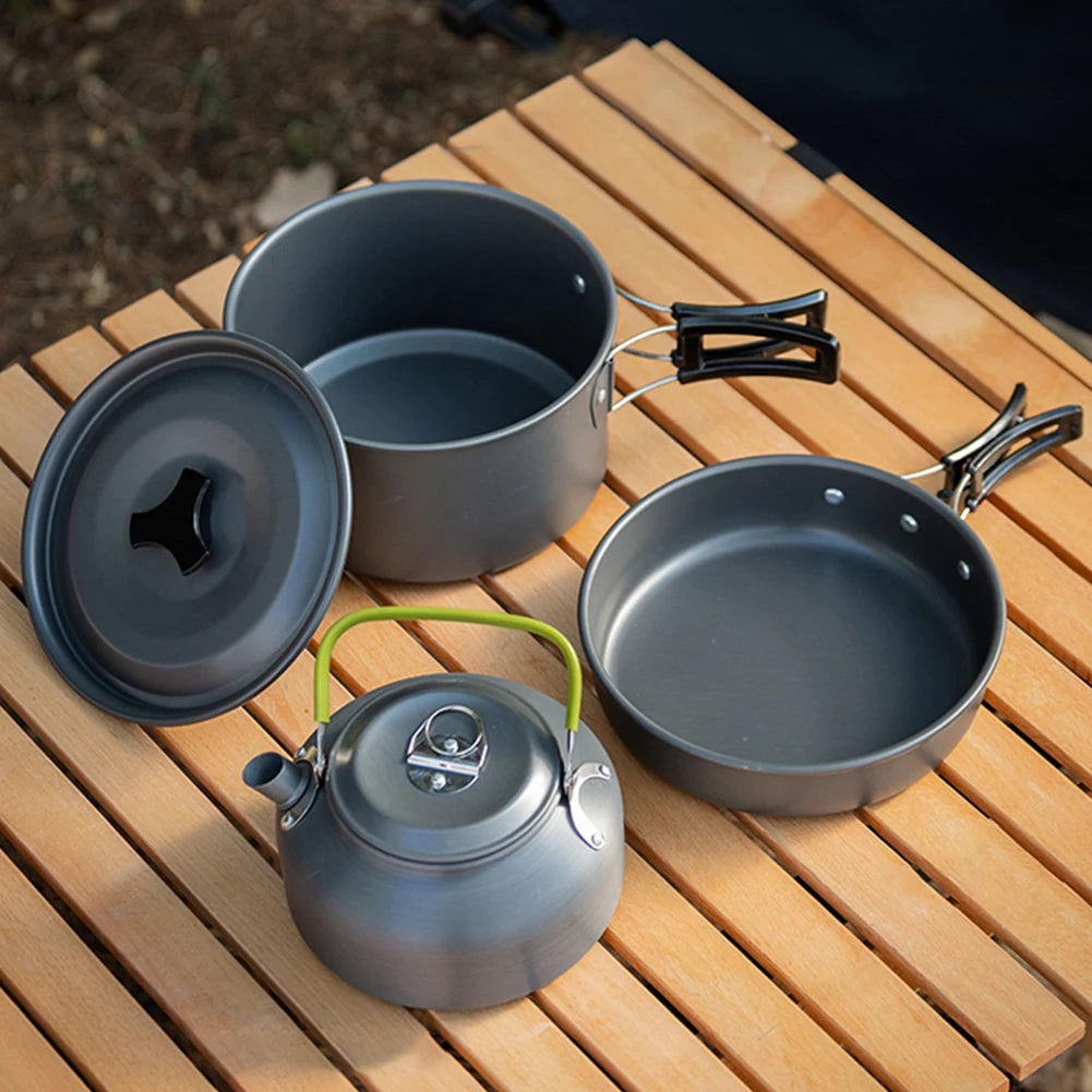 MOJOYCE 3-Piece Outdoor Camping Cookware Set with Mesh Bag