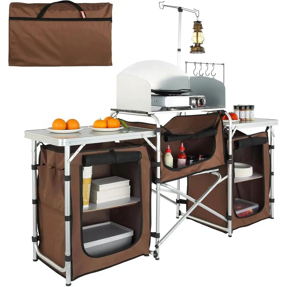 Camping Kitchen Table With Storage And Carry Bag Outdoor