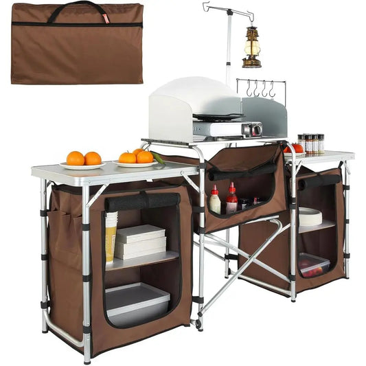 Camping Kitchen Table With Storage And Carry Bag Outdoor