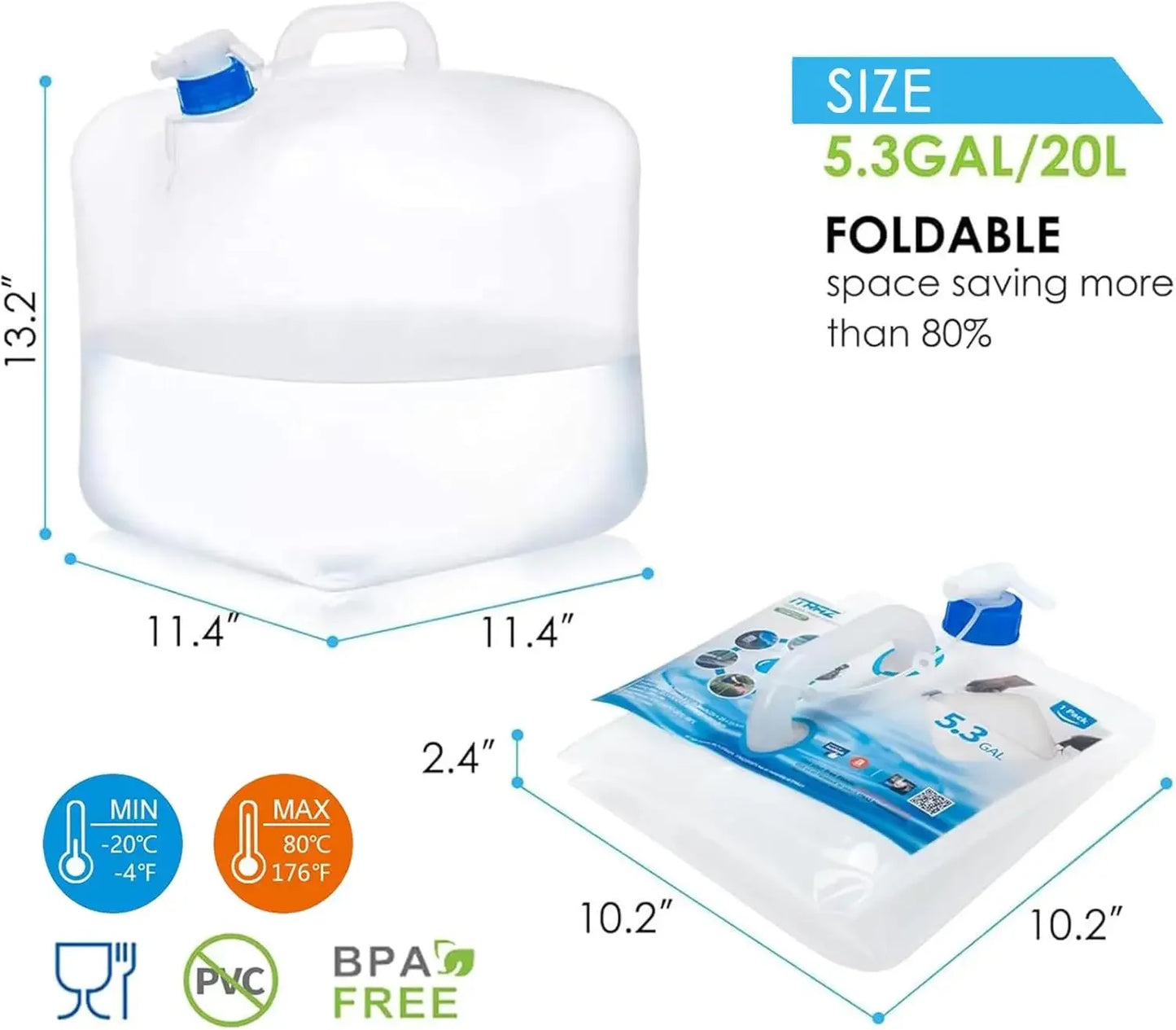 Collapsible Water Jug With Spigot BPA Free For Camping