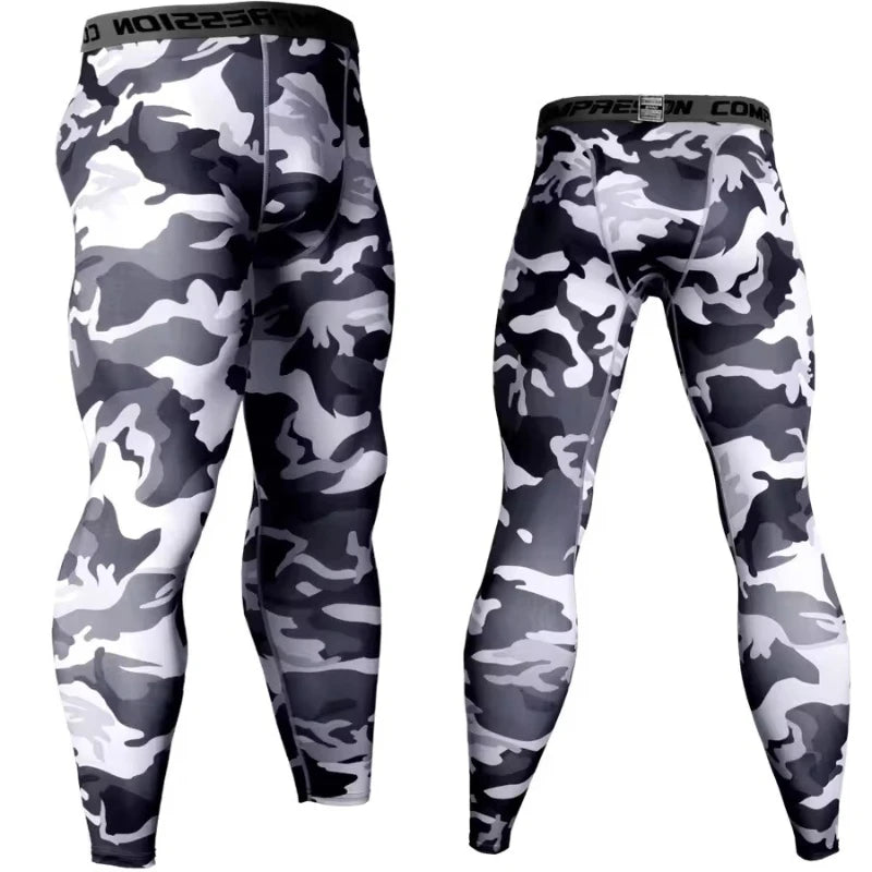 NONECN Men's Camouflage Running Compression Leggings