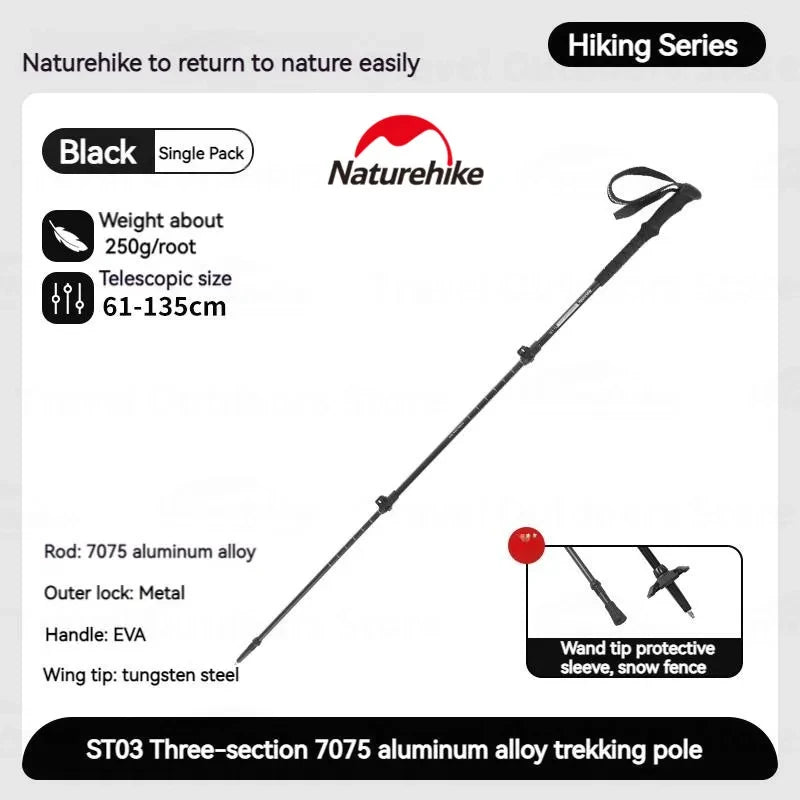 Naturehike ST03 Trekking Pole External Lock Three Sections Telescopic