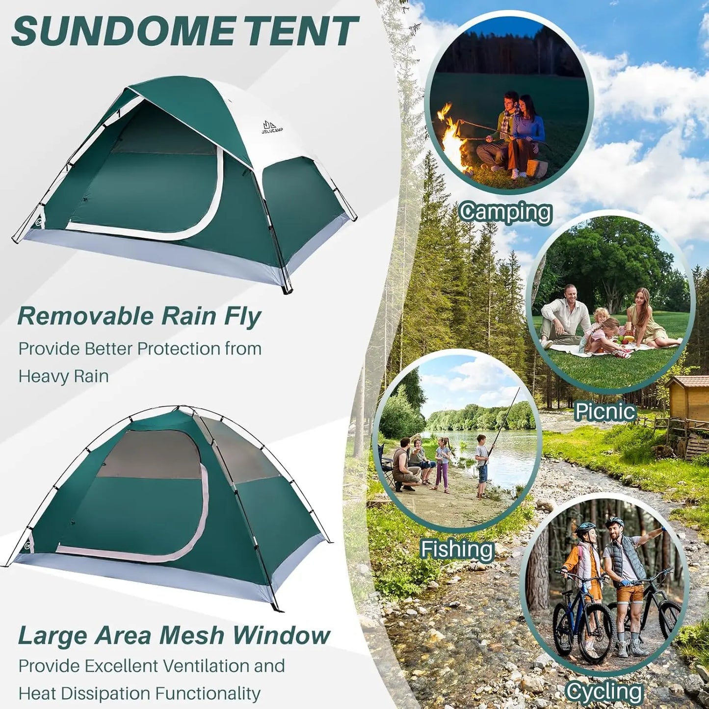 Lightweight Canvas Dome Tent Waterproof Easy Setup For Camping And Hiking