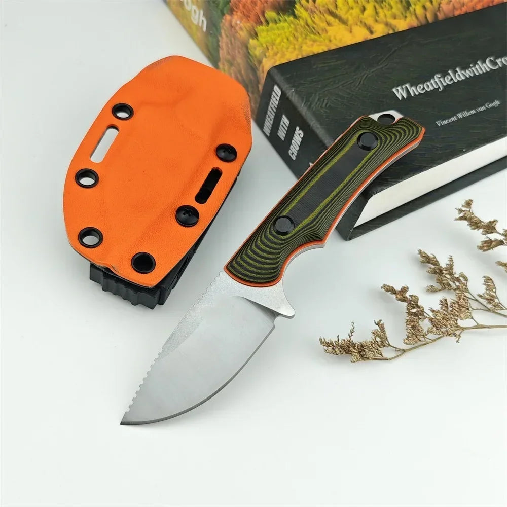 NONEDIY Fixed Blade Knife 8Cr13Mov Drop Point G10 Handle Sheath