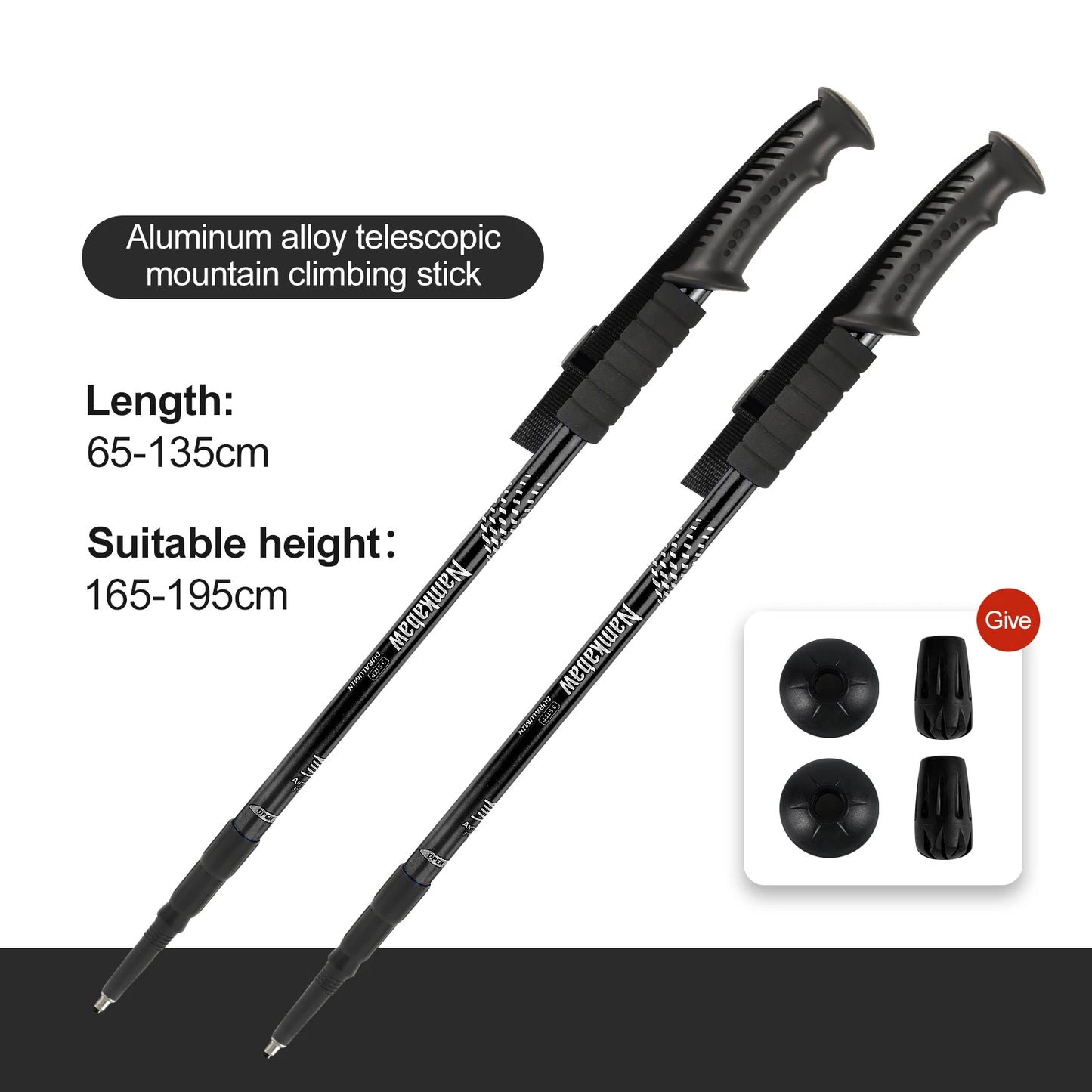 NONECN Ultralight 3-Section Trekking Poles Aluminum Telescopic Nordic Walking