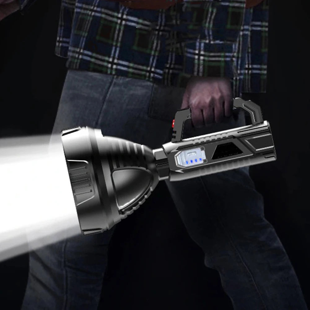 LED Flashlight With USB Rechargeable Spotlight 3 Modes Hiking Emergency