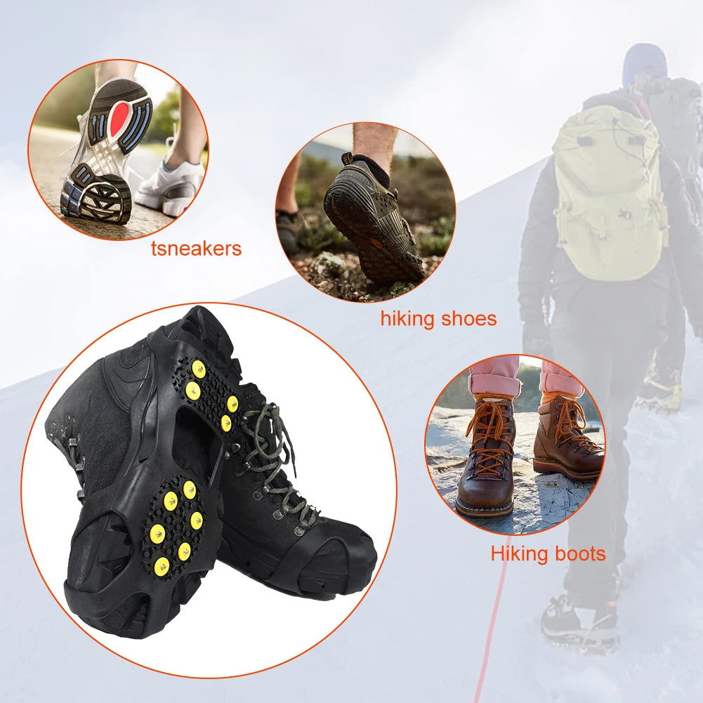 10 Teeth Climbing Crampons Anti Slip Mountaineering Cleats Unisex