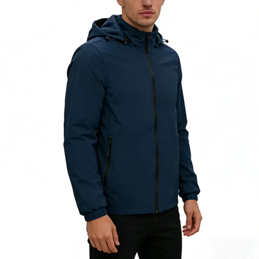 NONECN Men's Casual Hooded Jacket Windbreaker With Zipper Pocket