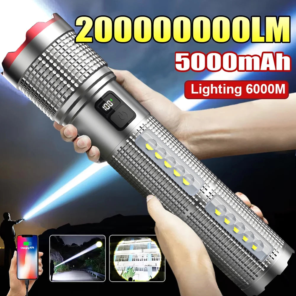 Powerful 5000mAh LED Flashlight Rechargeable Waterproof Tactical Lantern
