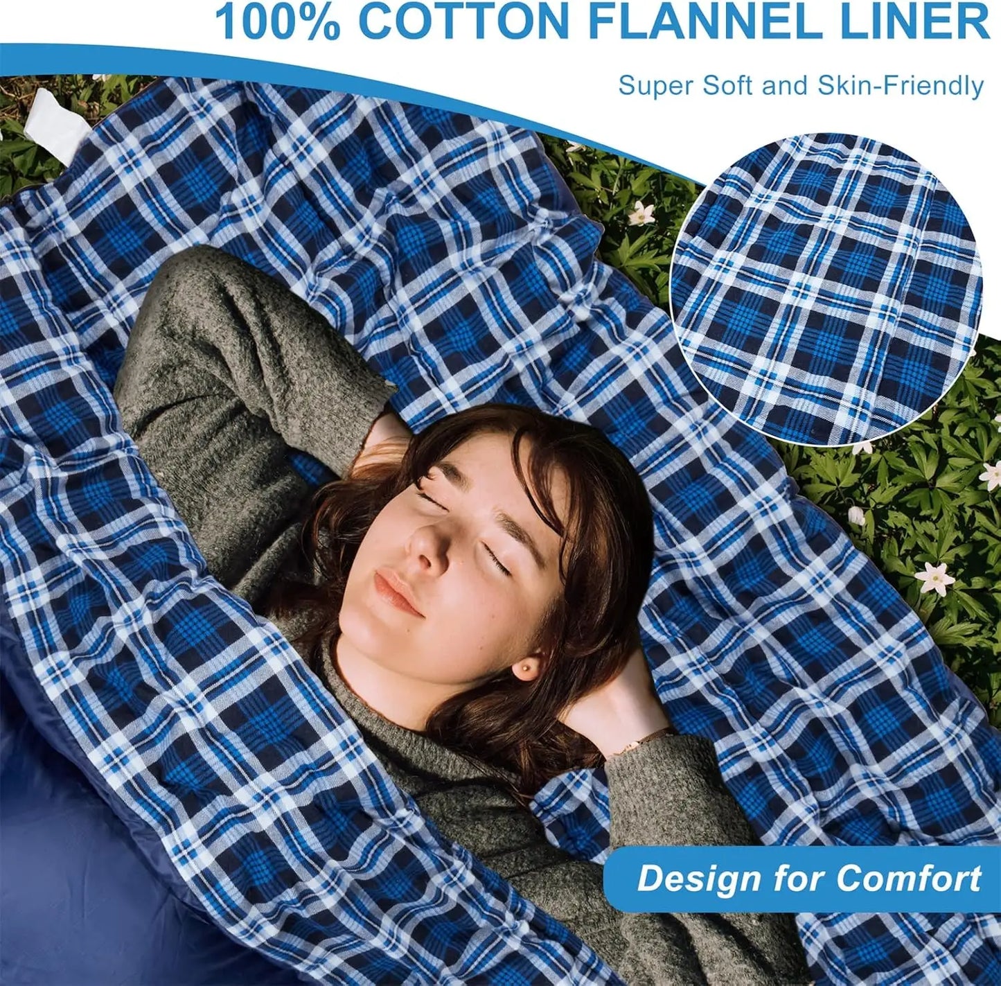 Cotton Flannel Sleeping Bag Camping Waterproof Lightweight