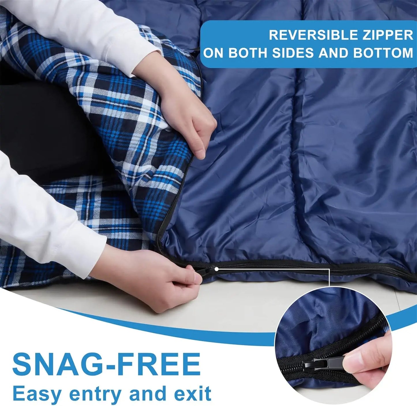 Cotton Flannel Sleeping Bag Camping Waterproof Lightweight