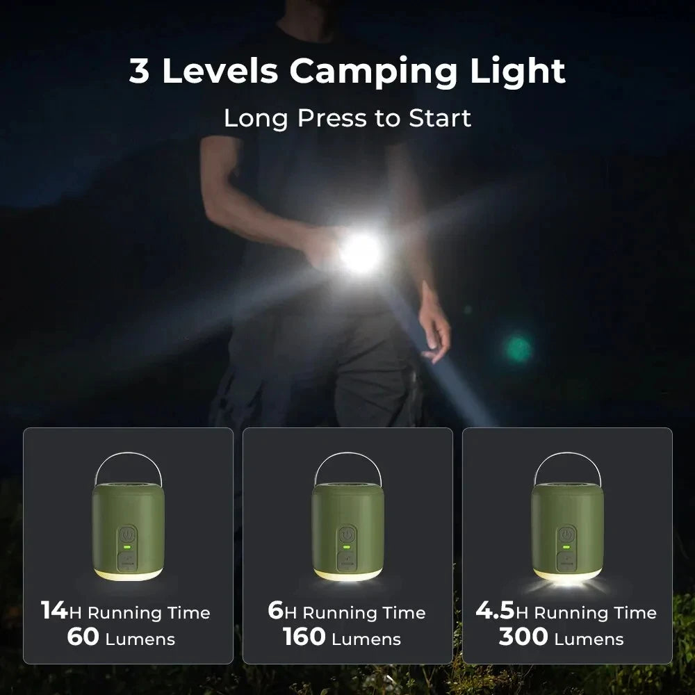 WESTTUNE Mini Air Pump With Camping Lantern For Inflatable Pads
