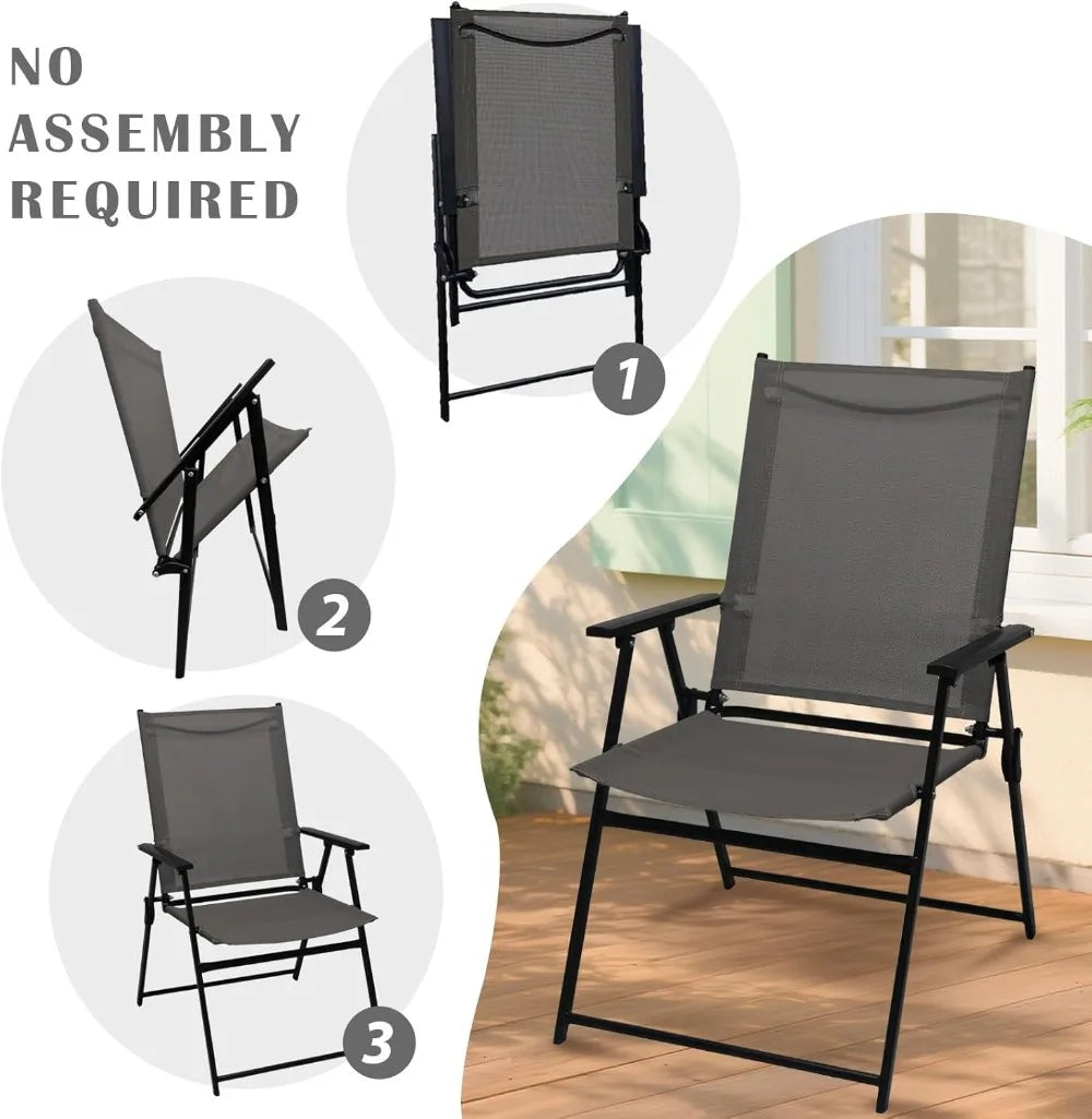 Two Pack Stackable Folding Outdoor Chairs With Armrests