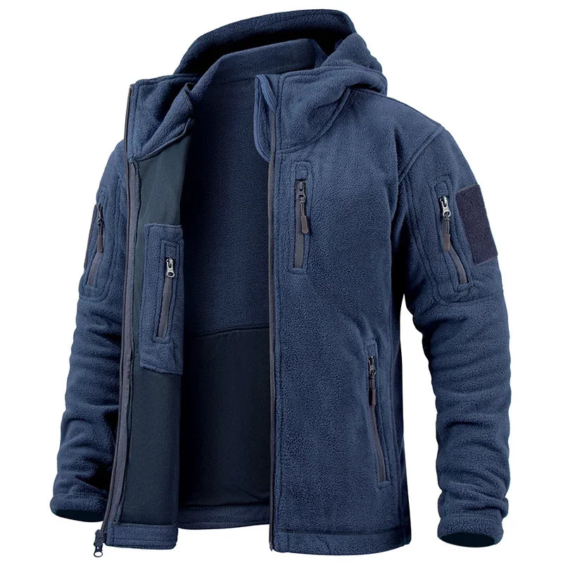 Mens Fleece Hunting Jacket Warm Full Zip Outdoor Tactical Coat