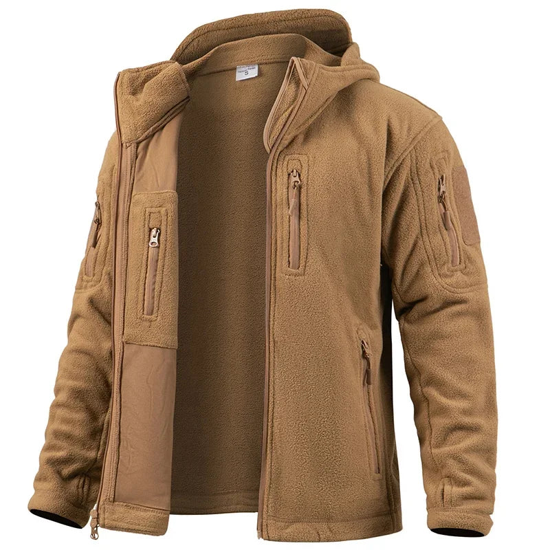 Mens Fleece Hunting Jacket Warm Full Zip Outdoor Tactical Coat