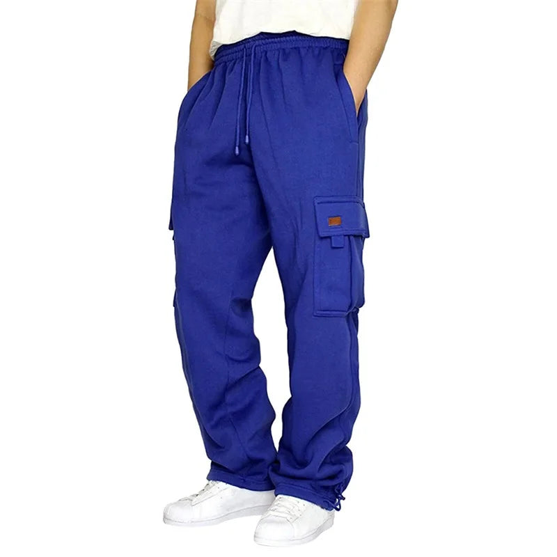 Hirigin Men's Loose Cargo Pants With Drawstring Waist Outdoor