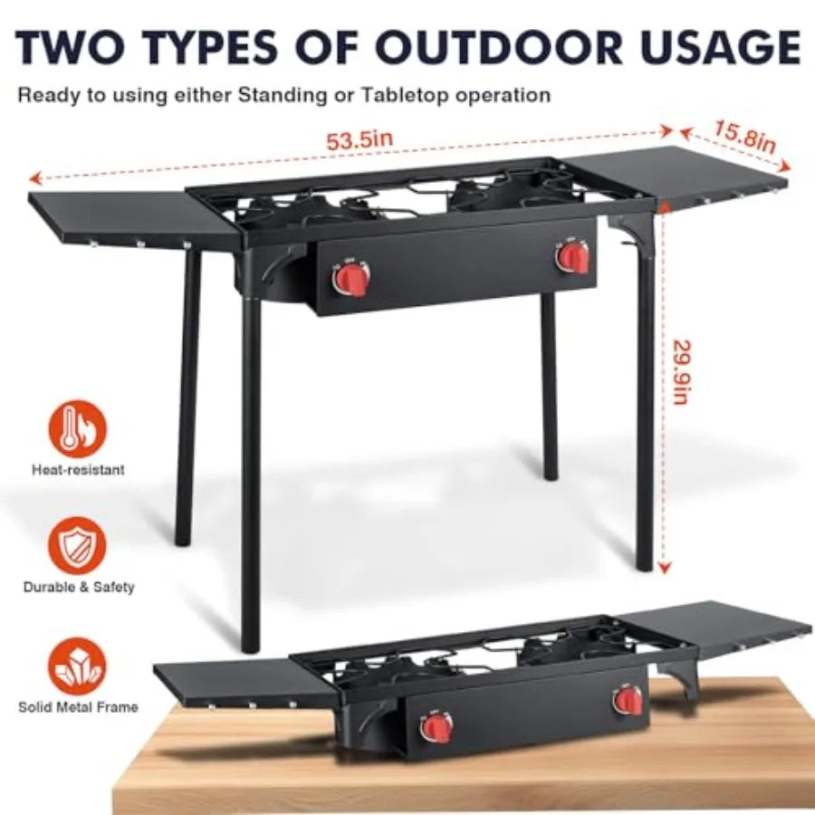 XMSJ Llamaviva 2 Burner Propane Outdoor Gas Stove With Regulator