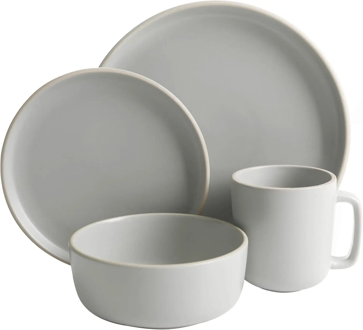 Matte Stoneware Dinnerware Set for 4, Microwave and Dishwasher Safe