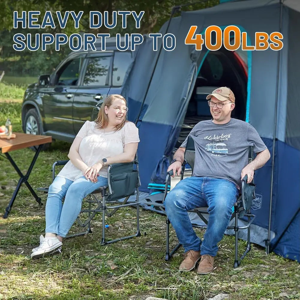 2-Pack Camping Directors Chairs With Side Table Pockets