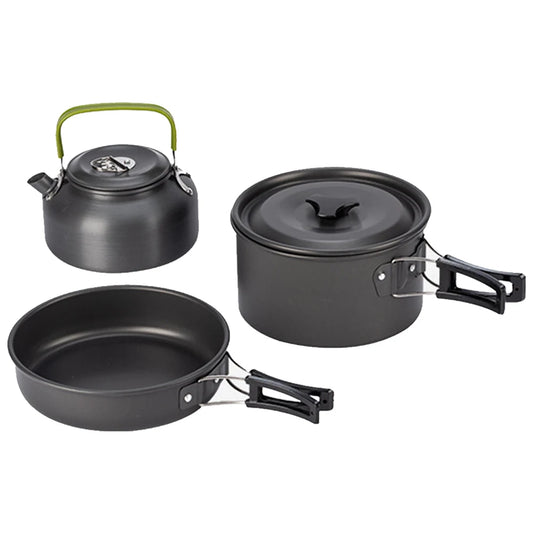 MOJOYCE 3-Piece Outdoor Camping Cookware Set with Mesh Bag