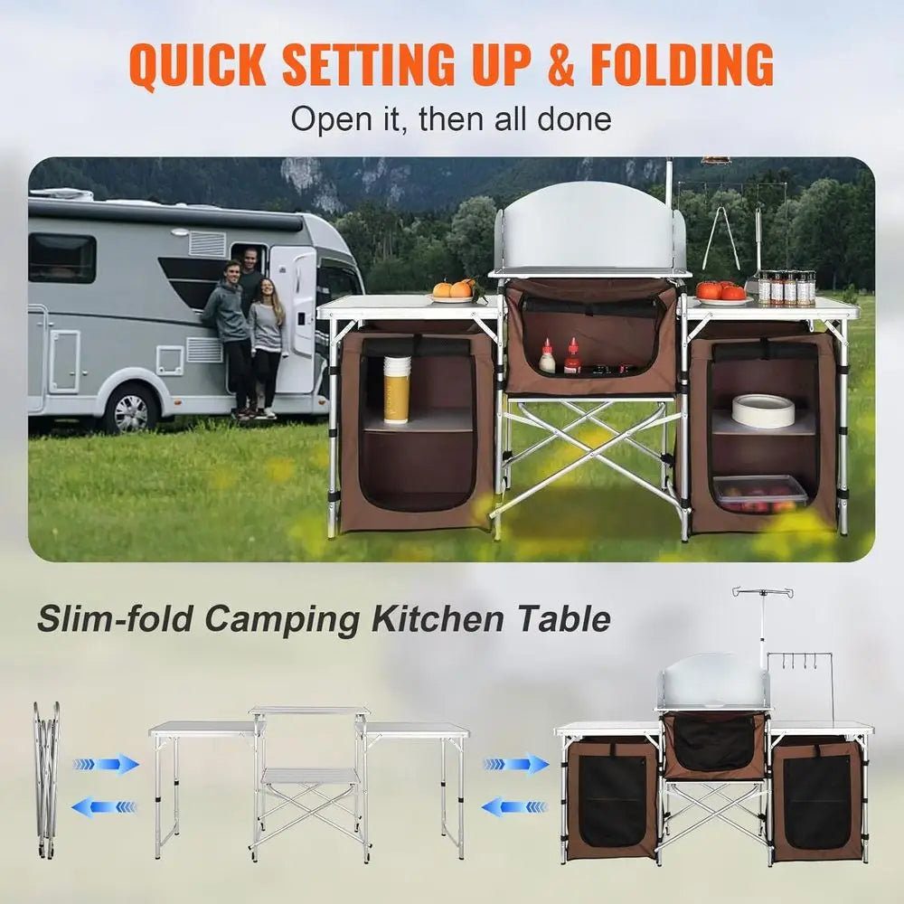 Camping Kitchen Table With Storage And Carry Bag Outdoor