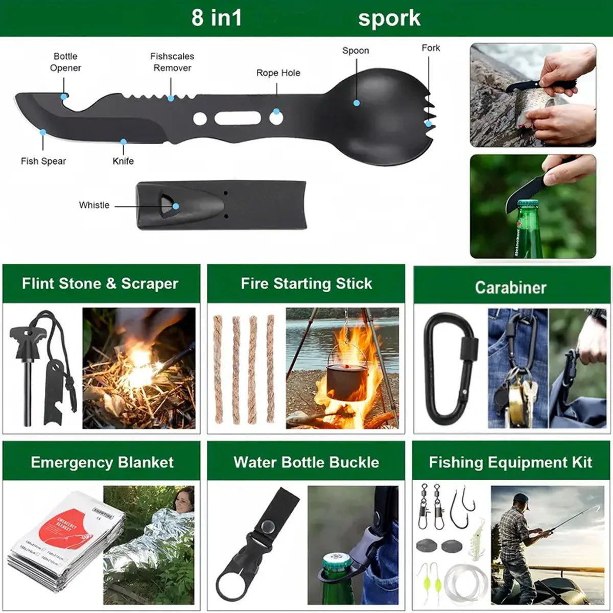 Outdoor Survival First Aid Kit 142 Pcs Emergency Camping Set