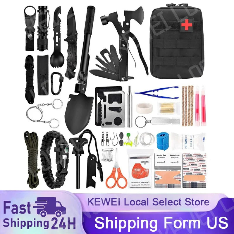 Outdoor Survival First Aid Kit 142 Pcs Emergency Camping Set
