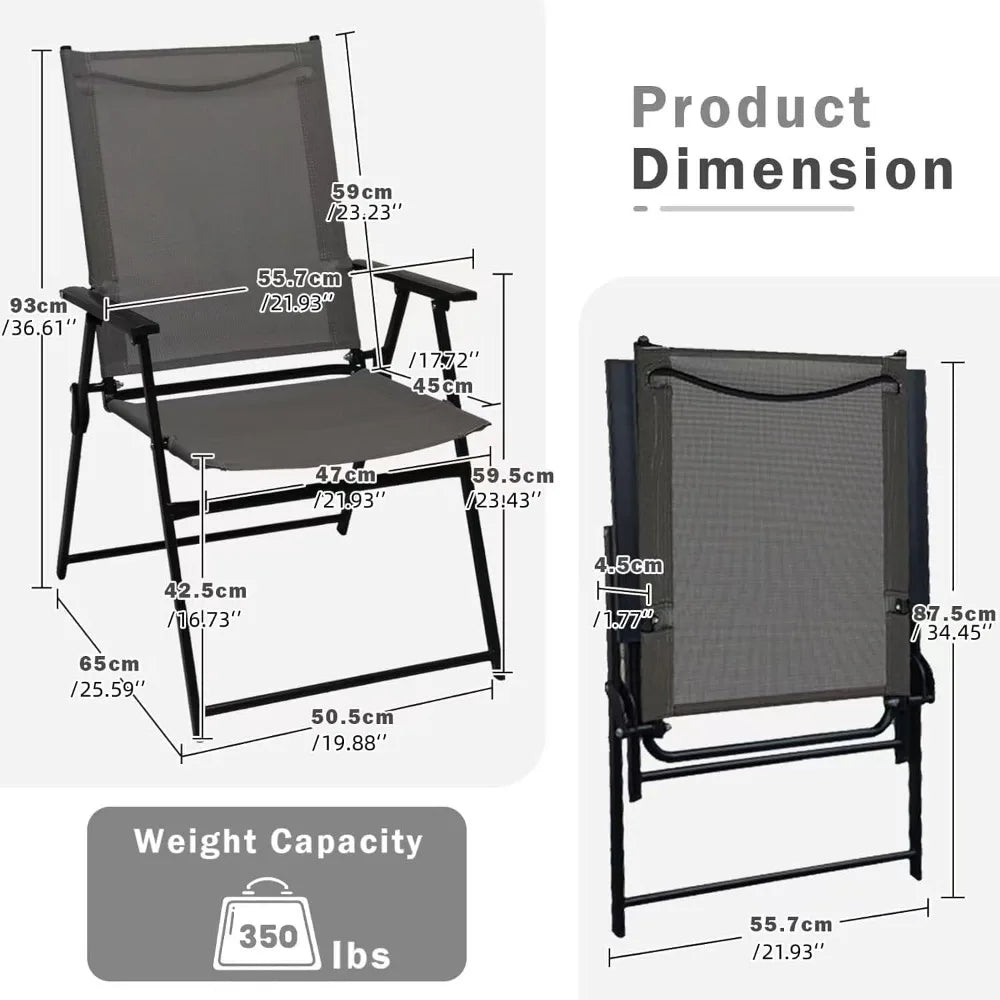 Two Pack Stackable Folding Outdoor Chairs With Armrests