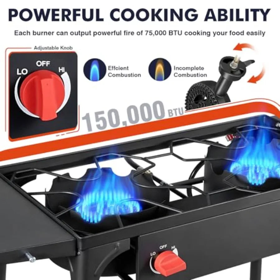 XMSJ Llamaviva 2 Burner Propane Outdoor Gas Stove With Regulator