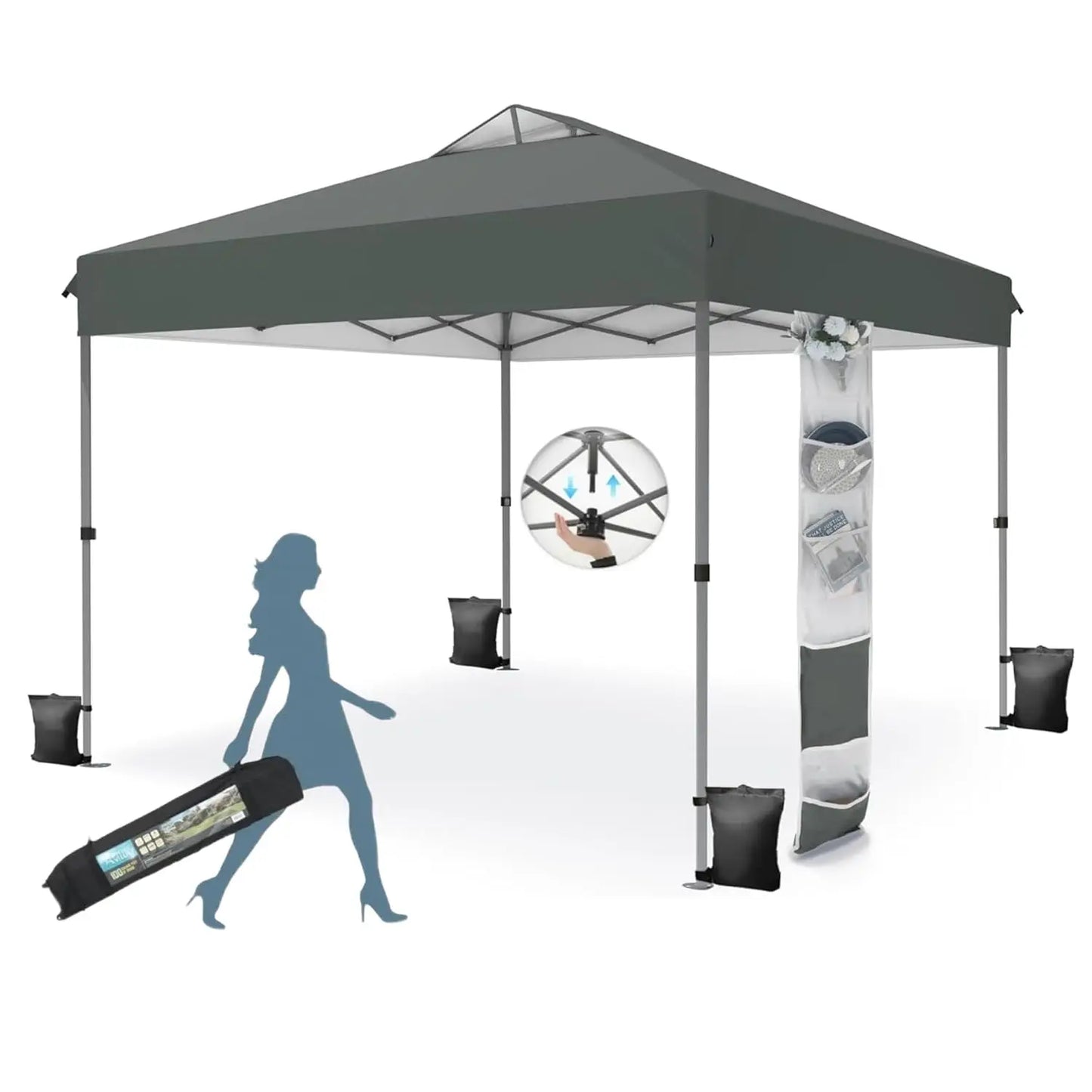Pop Up Canopy Tent Sun Shelter One Push Setup