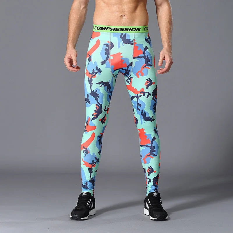NONECN Men's Camouflage Running Compression Leggings