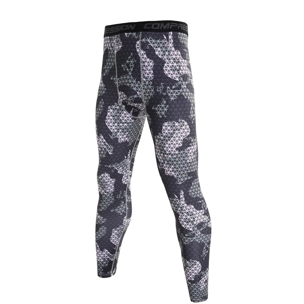 NONECN Men's Camouflage Running Compression Leggings