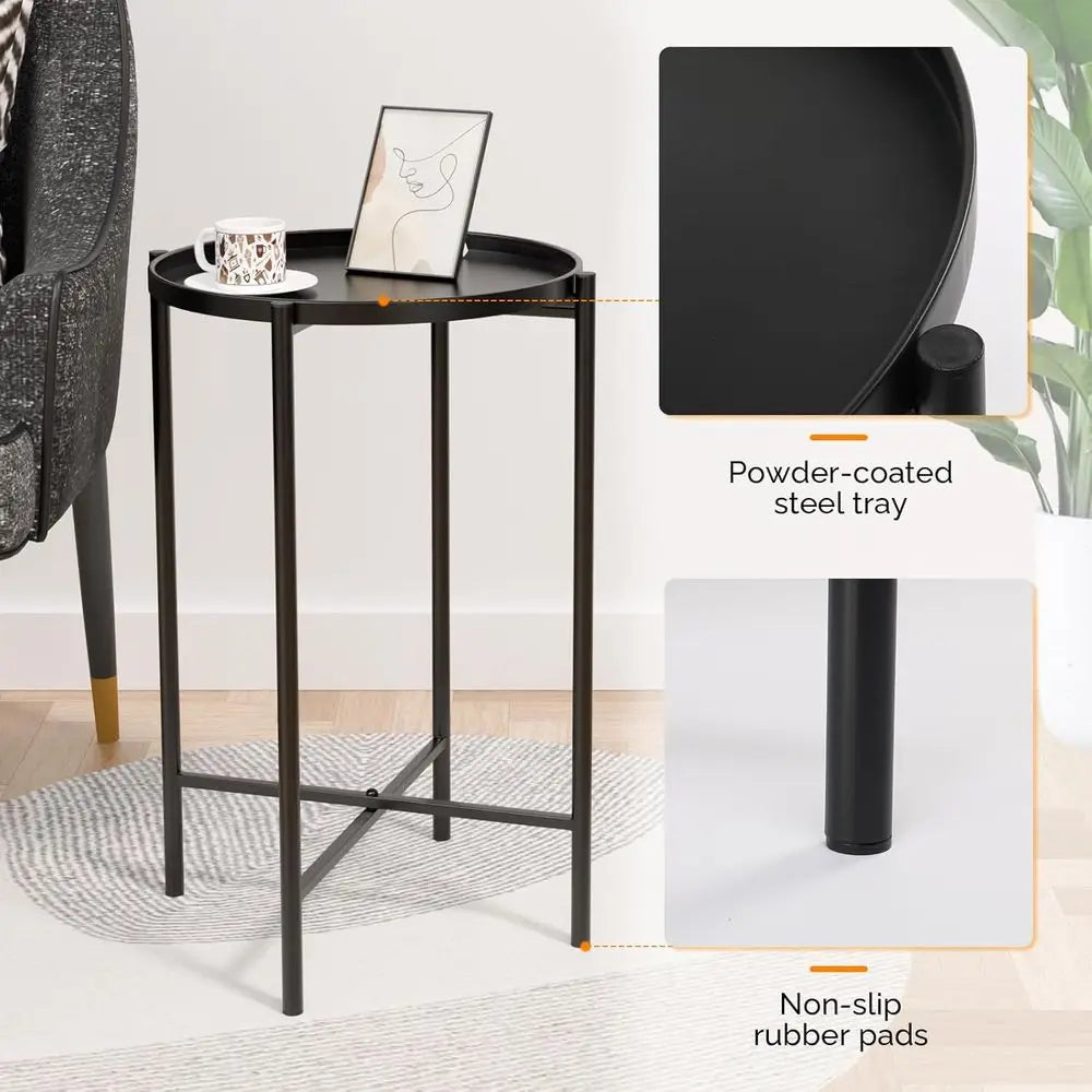 XMSJ Outdoor Metal Side Table With Removable Tray Waterproof