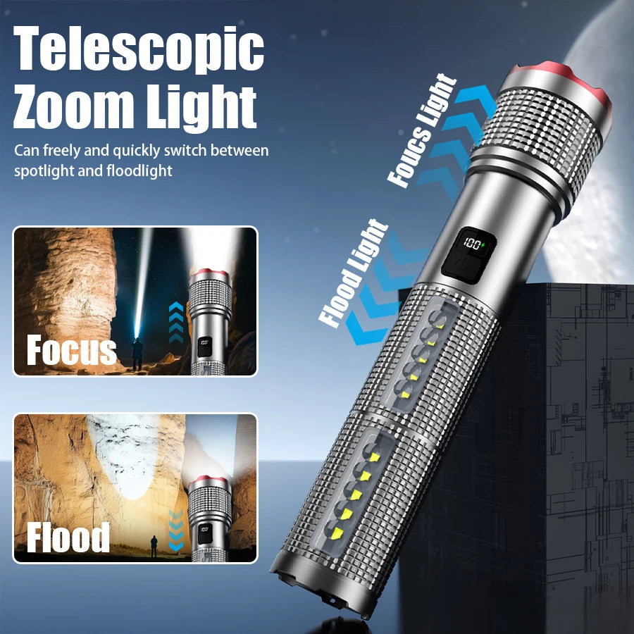 Powerful 5000mAh LED Flashlight Rechargeable Waterproof Tactical Lantern