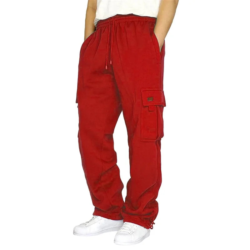 Hirigin Men's Loose Cargo Pants With Drawstring Waist Outdoor