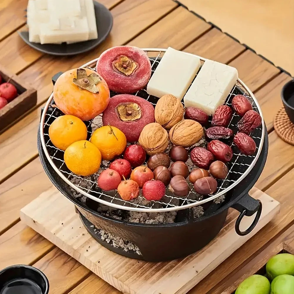 ALLOYSEED Tabletop Cast Iron Charcoal Stove Grill BBQ