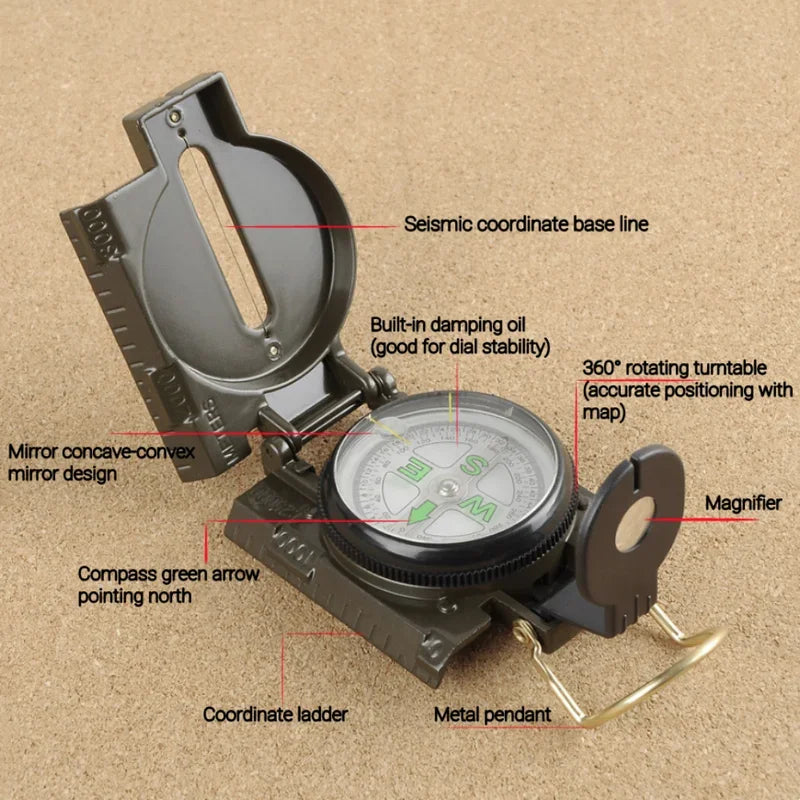 Waterproof High Precision Compass For Outdoor Hiking And Mountaineering