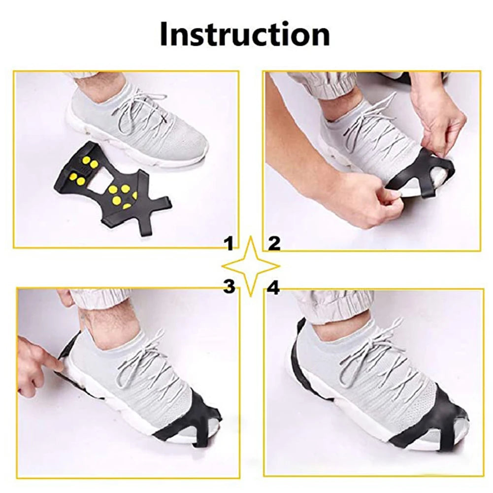 10 Teeth Climbing Crampons Anti Slip Mountaineering Cleats Unisex