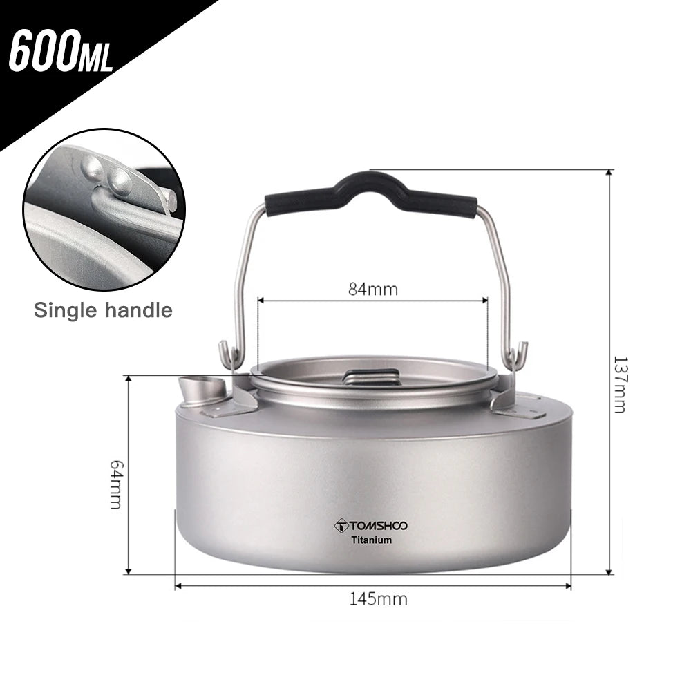 Titanium Camping Kettle Ultralight Water Pot Portable Outdoor