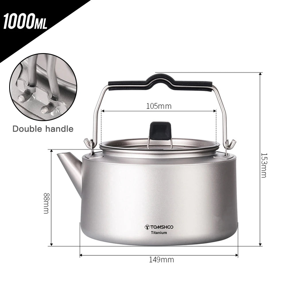 Titanium Camping Kettle Ultralight Water Pot Portable Outdoor