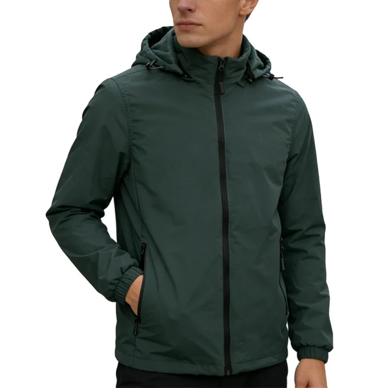 NONECN Men's Casual Hooded Jacket Windbreaker With Zipper Pocket