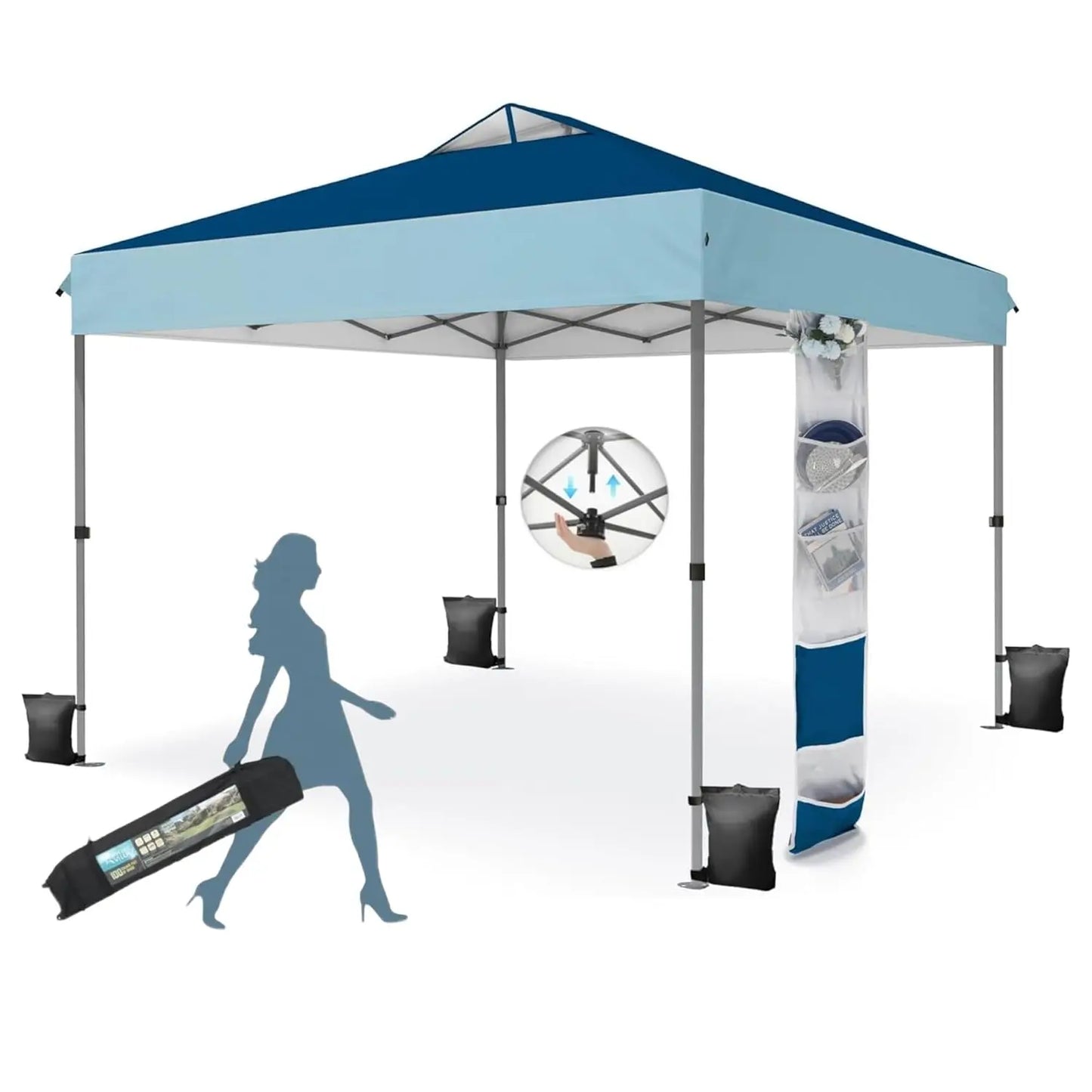 Pop Up Canopy Tent Sun Shelter One Push Setup