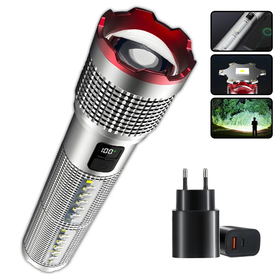 Powerful 5000mAh LED Flashlight Rechargeable Waterproof Tactical Lantern