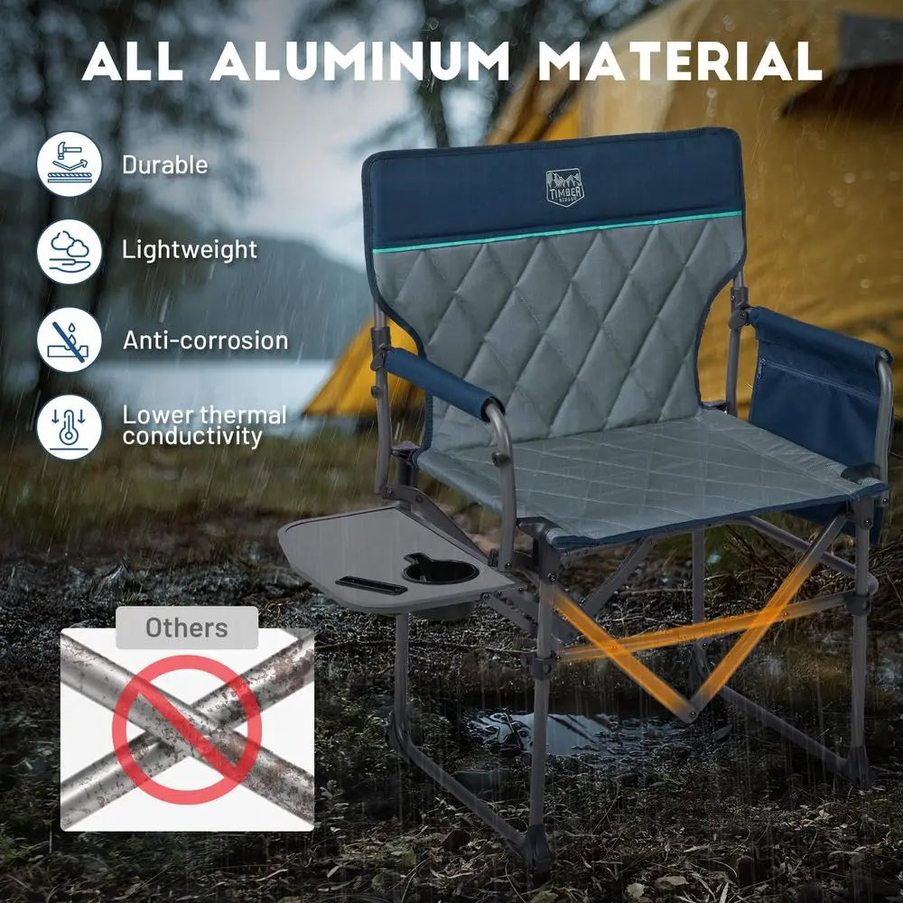 2-Pack Camping Directors Chairs With Side Table Pockets