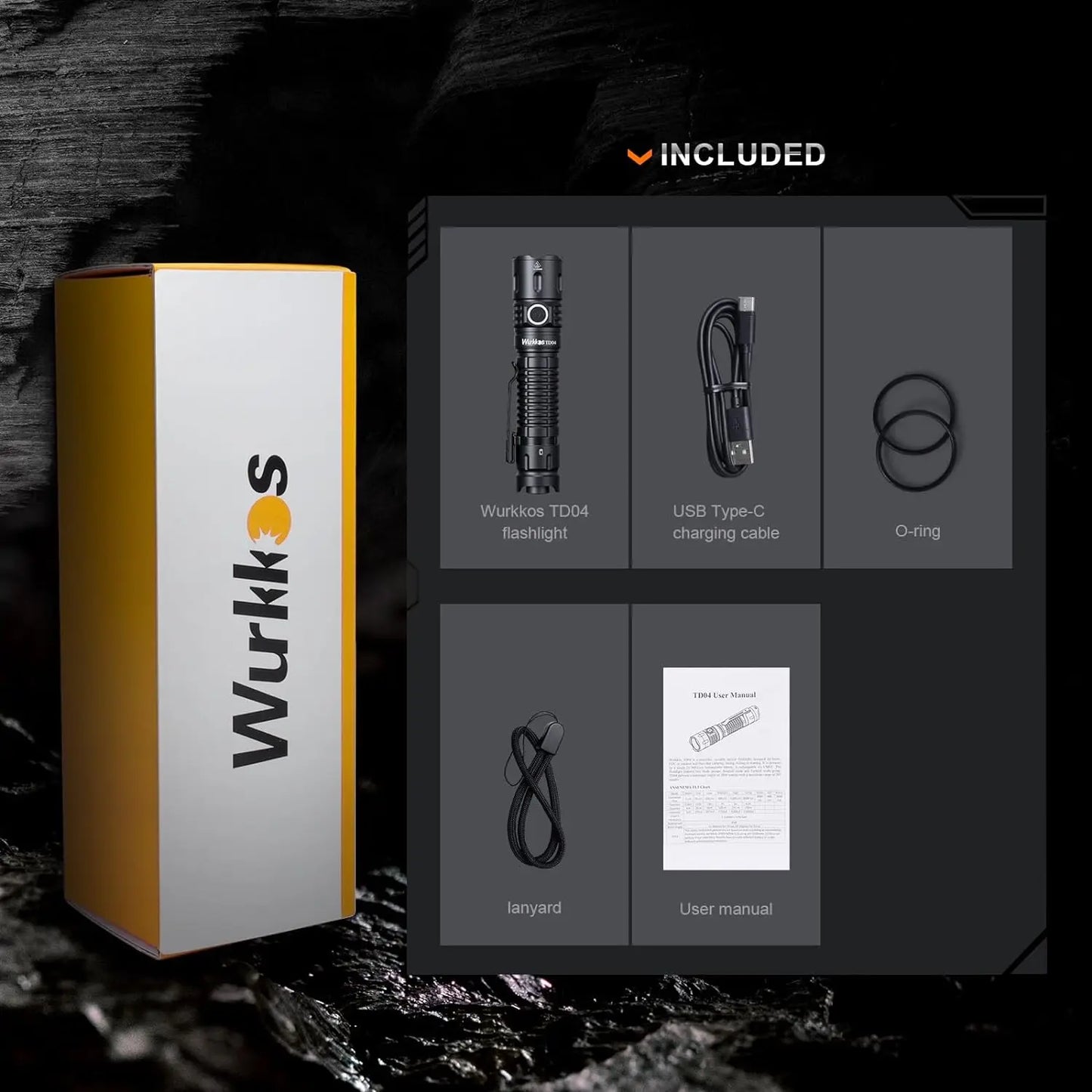 Wurkkos TD04 Rechargeable Dual Mode USB C Tactical Flashlight