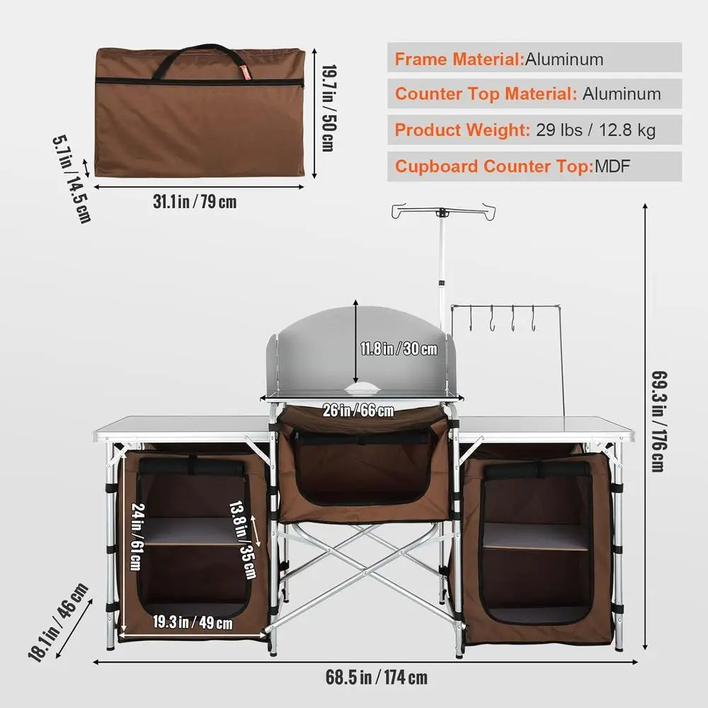 Camping Kitchen Table With Storage And Carry Bag Outdoor