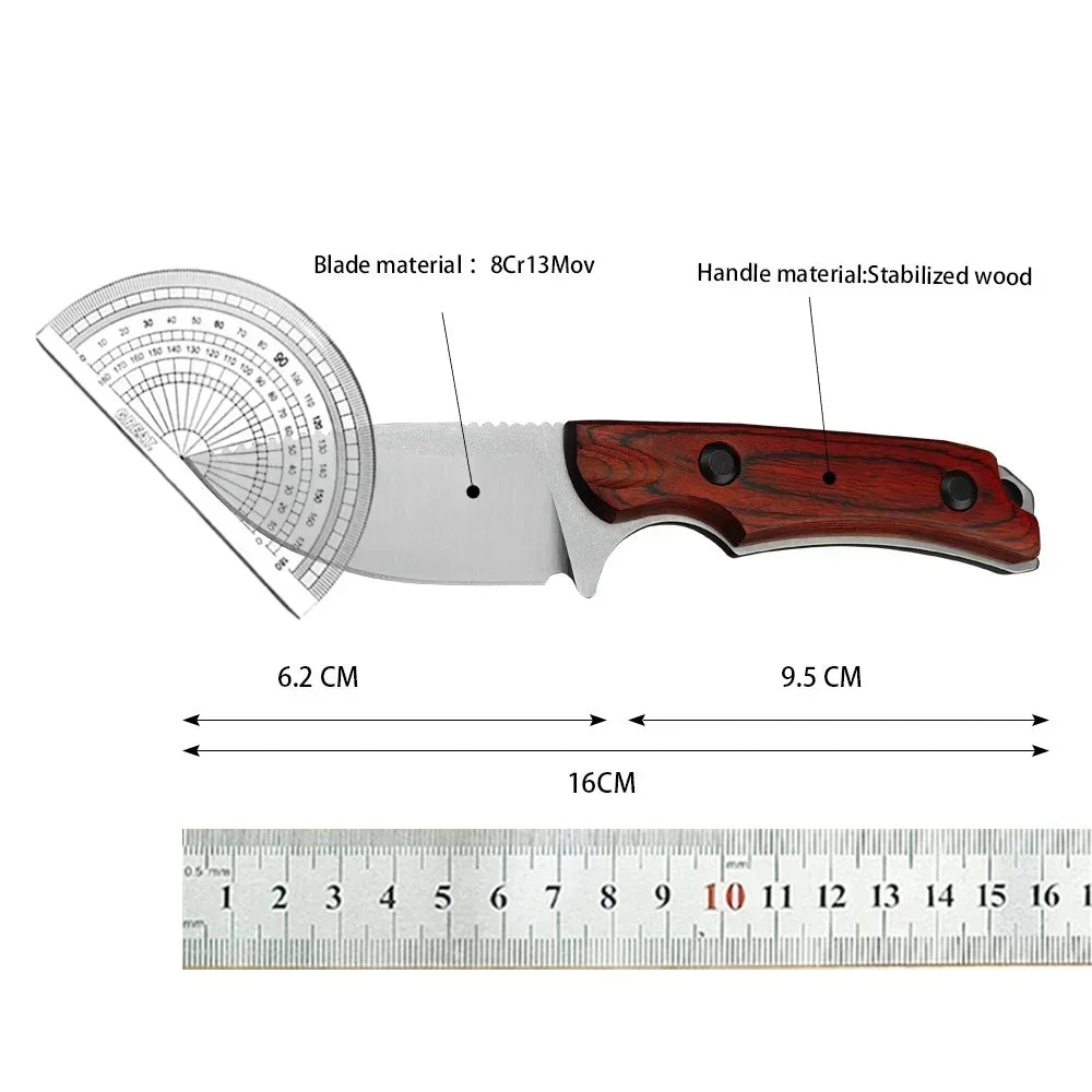 NONEDIY Fixed Blade Knife 8Cr13Mov Drop Point G10 Handle Sheath